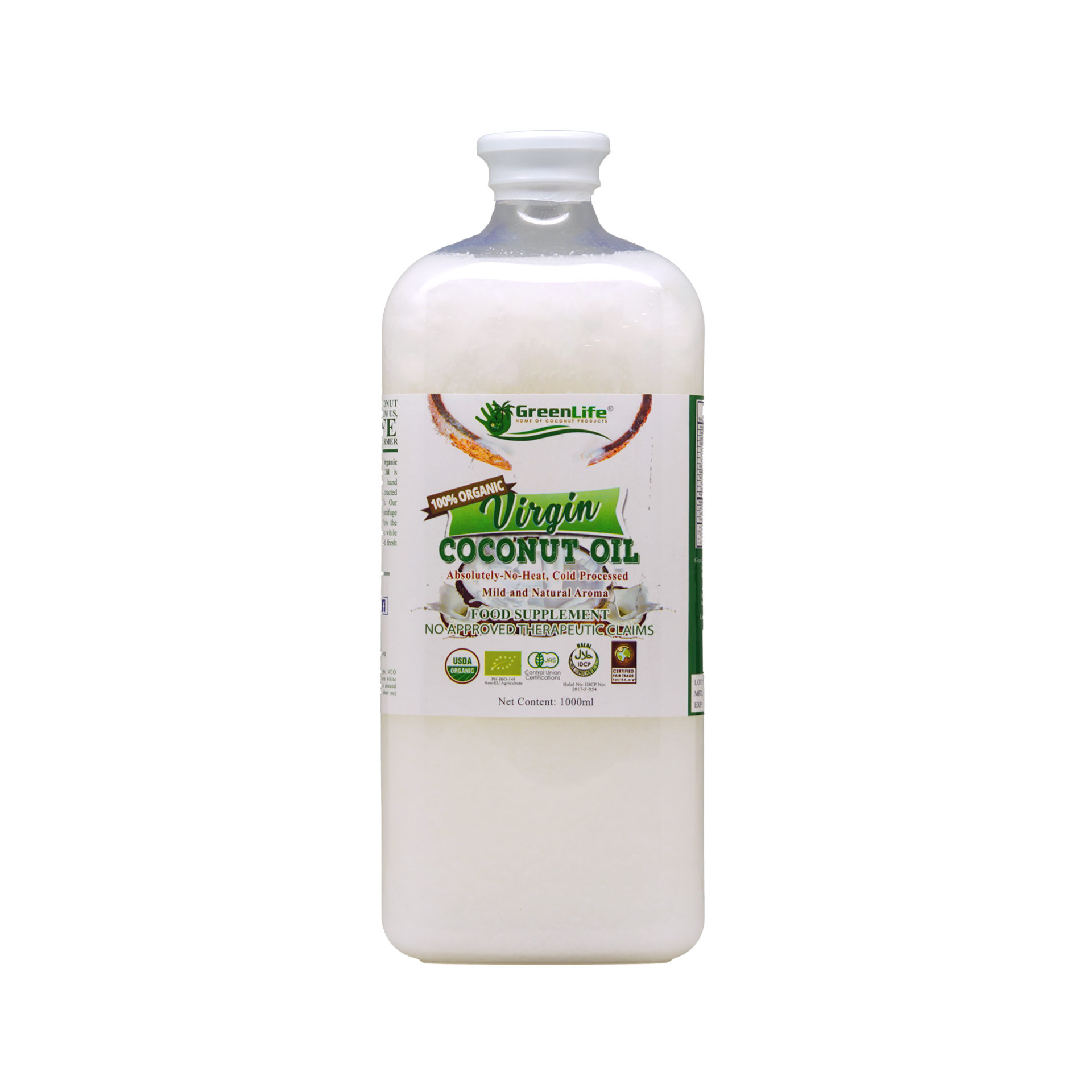 GreenLife Organic Virgin Coconut Oil (1000ml)