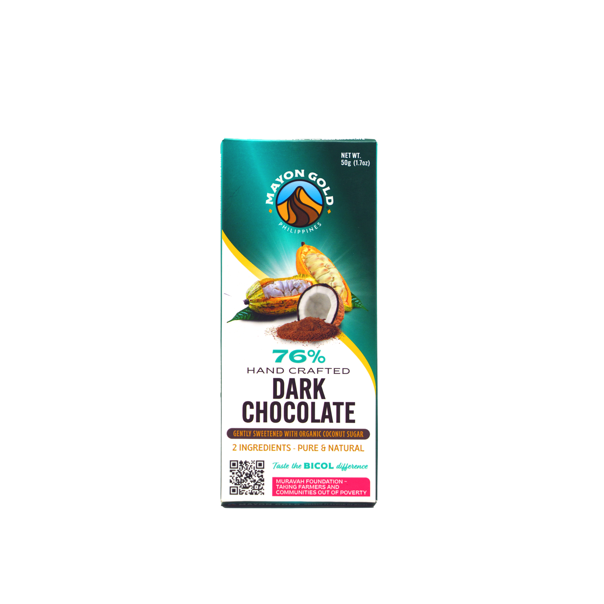 Mayon Gold 76% Finest Premium Craft Dark Chocolate (50g)