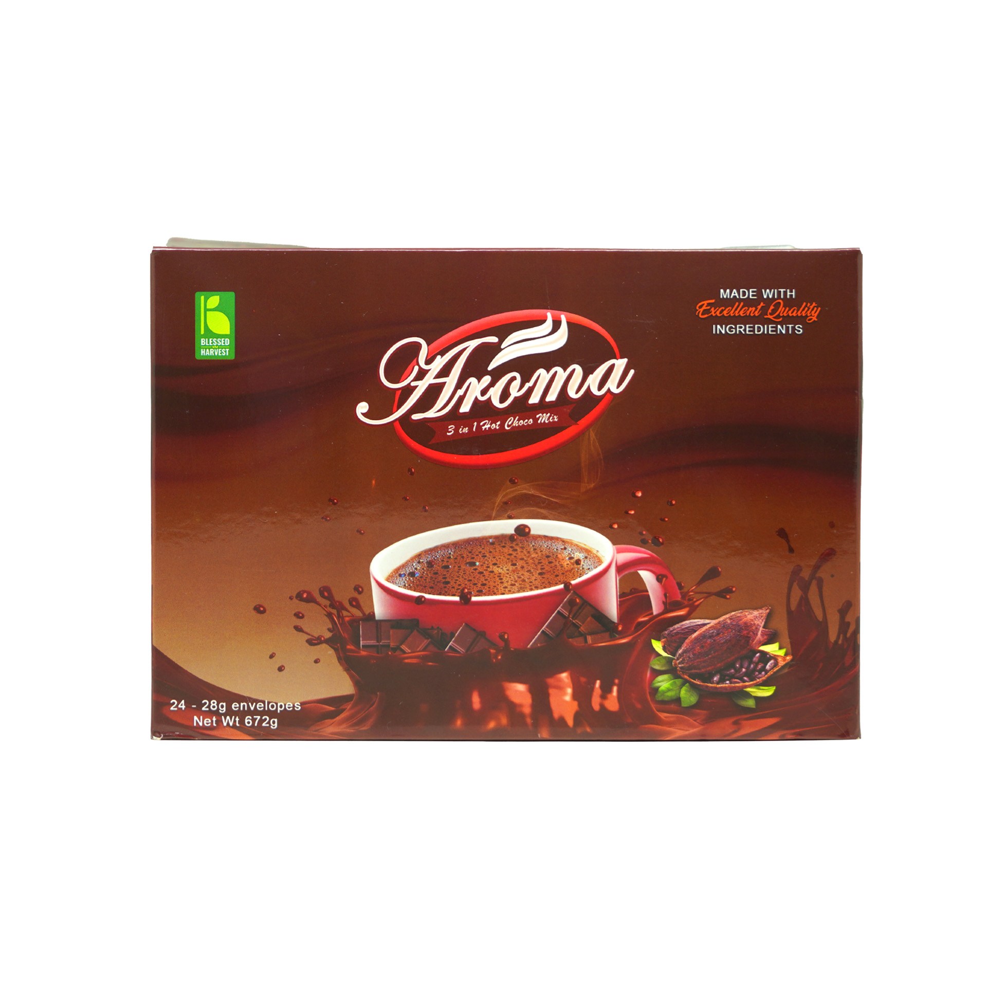 Blessed Harvest Aroma 3 in 1 Hot Choco Mix (24 packs, 28g each)